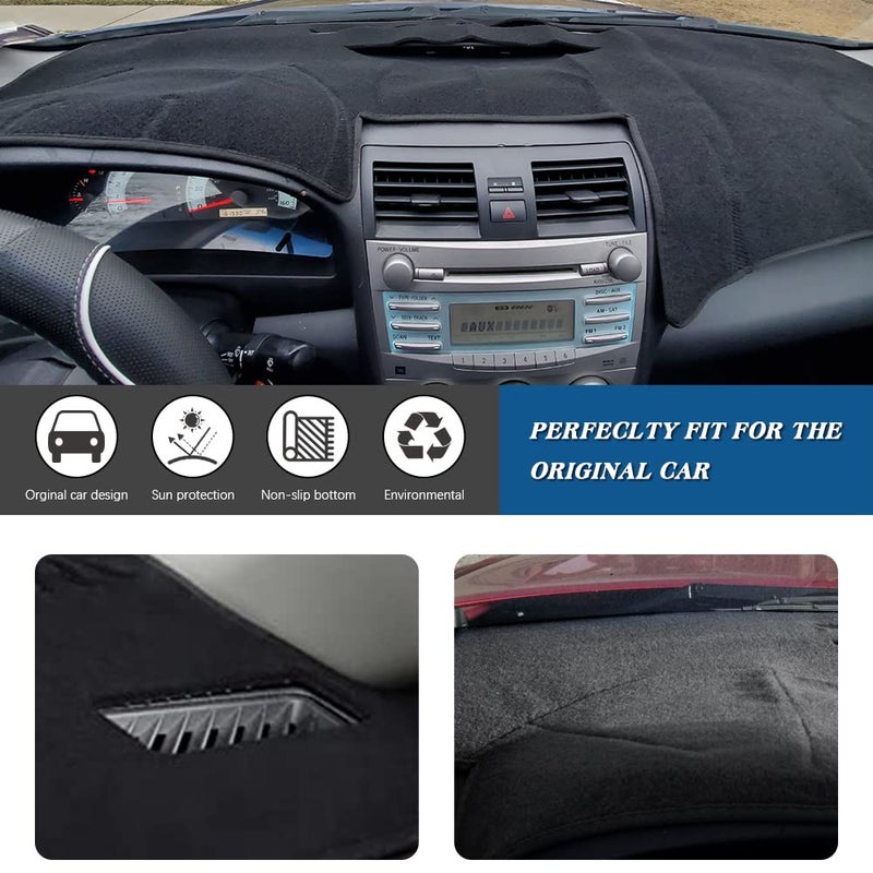 KEDAKEJI Car Carpet Dashboard Cover,Dash Cover Mat Compatible with Toyo ta Camry 2007 2008 2009 2010 2011 (Black) - Image 2